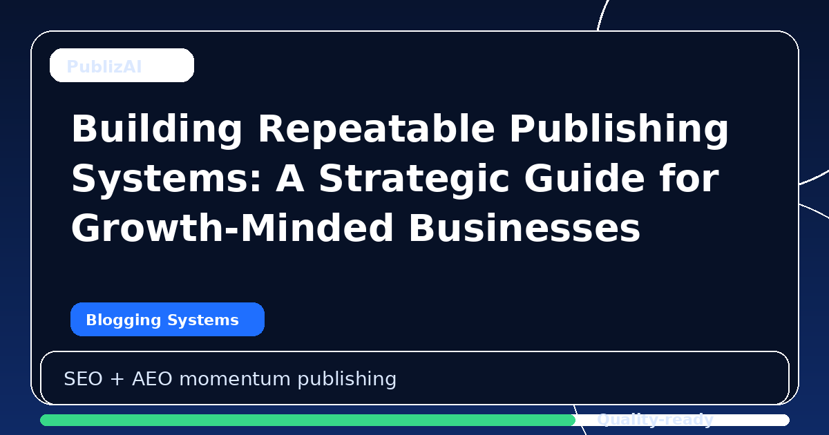 Building Repeatable Publishing Systems: A Strategic Guide for Growth-Minded Businesses